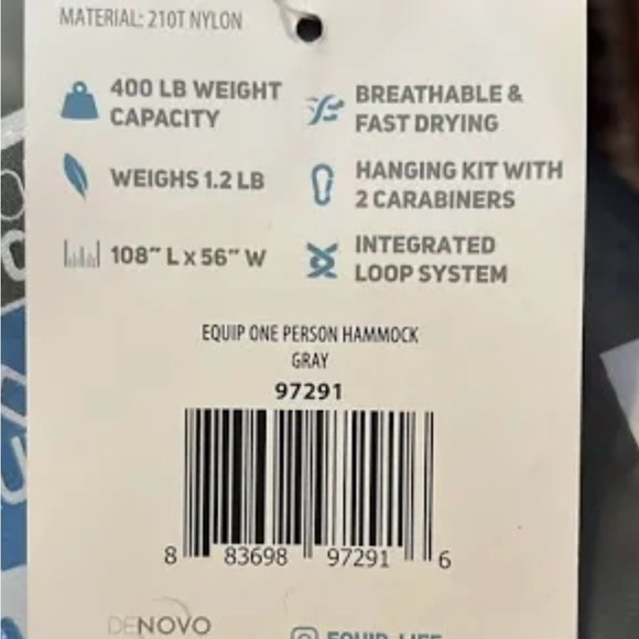 Equip one person INDOOR NEW Hammock. - Picture 2 of 4